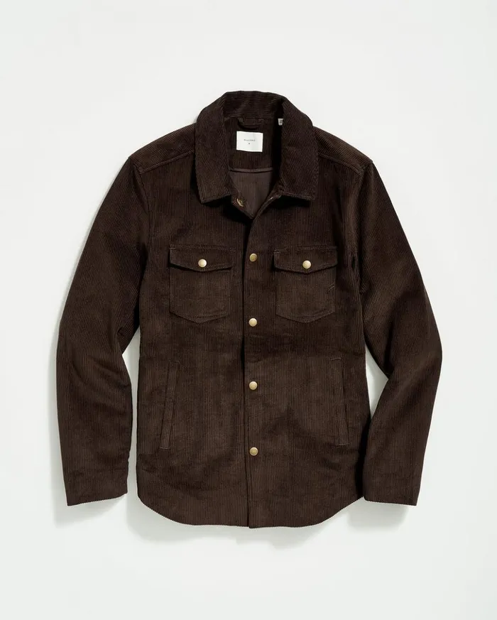 Jackets and Outerwear Men Billy Reid Corduroy Mo Shirt Jacket Chocolate