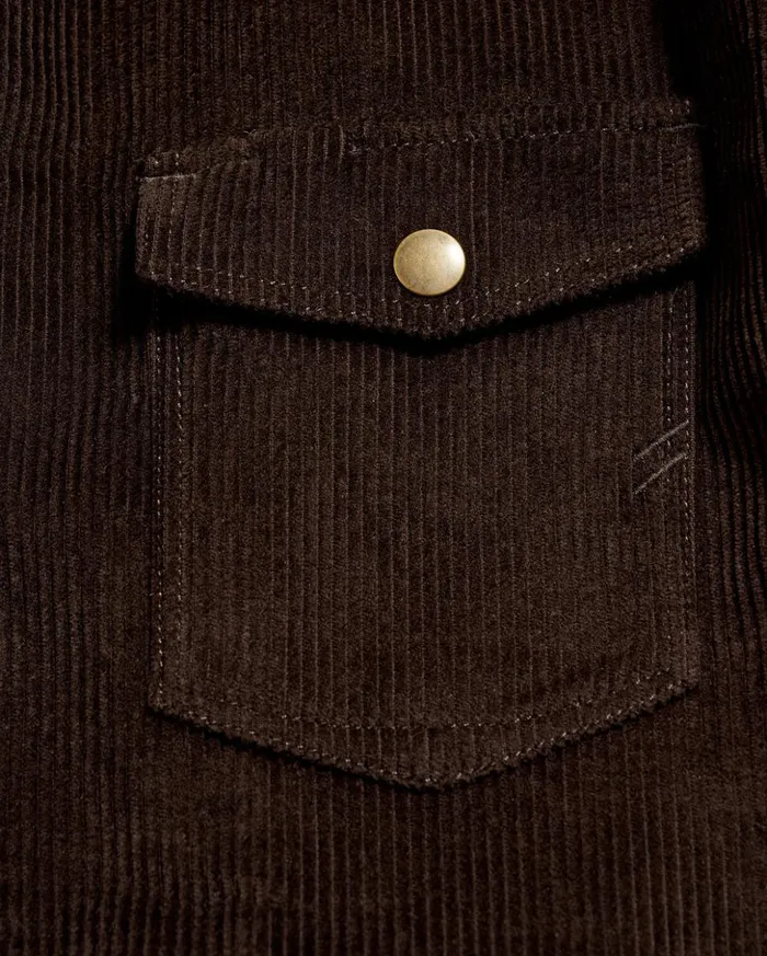 Jackets and Outerwear Men Billy Reid Corduroy Mo Shirt Jacket Chocolate
