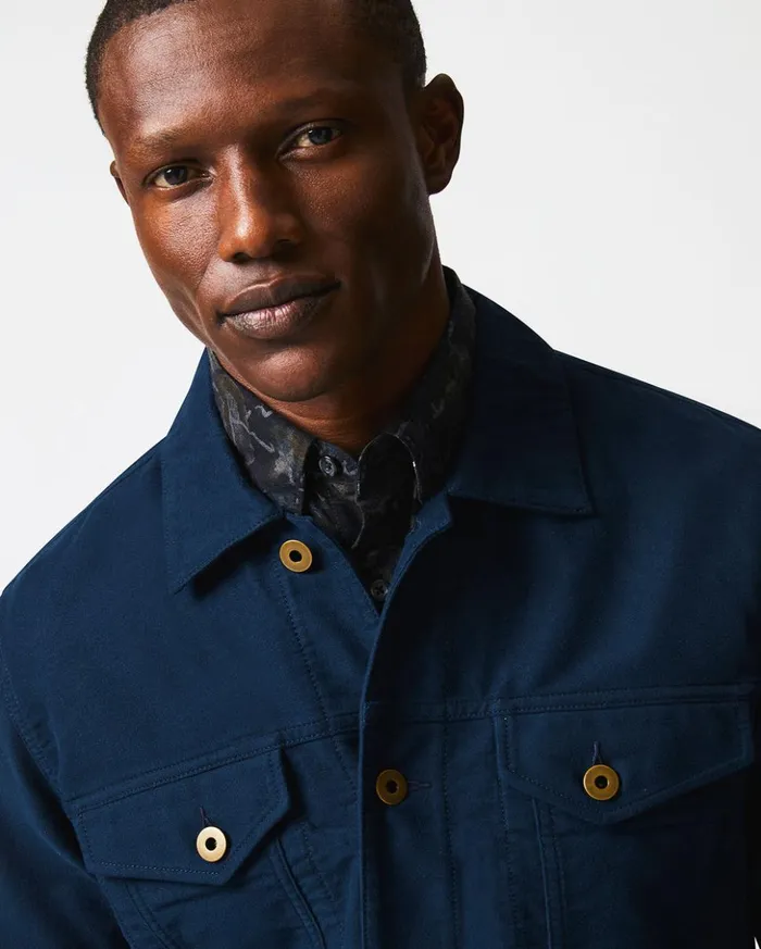 Jackets and Outerwear Men Billy Reid Moleskin Tupelo Trucker Jacket Carbon Blue