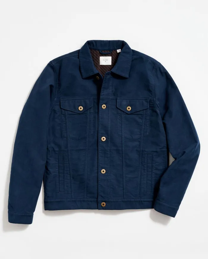 Jackets and Outerwear Men Billy Reid Moleskin Tupelo Trucker Jacket Carbon Blue