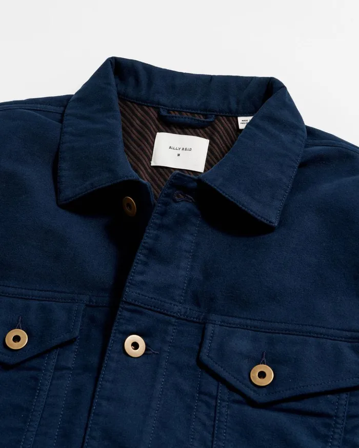 Jackets and Outerwear Men Billy Reid Moleskin Tupelo Trucker Jacket Carbon Blue