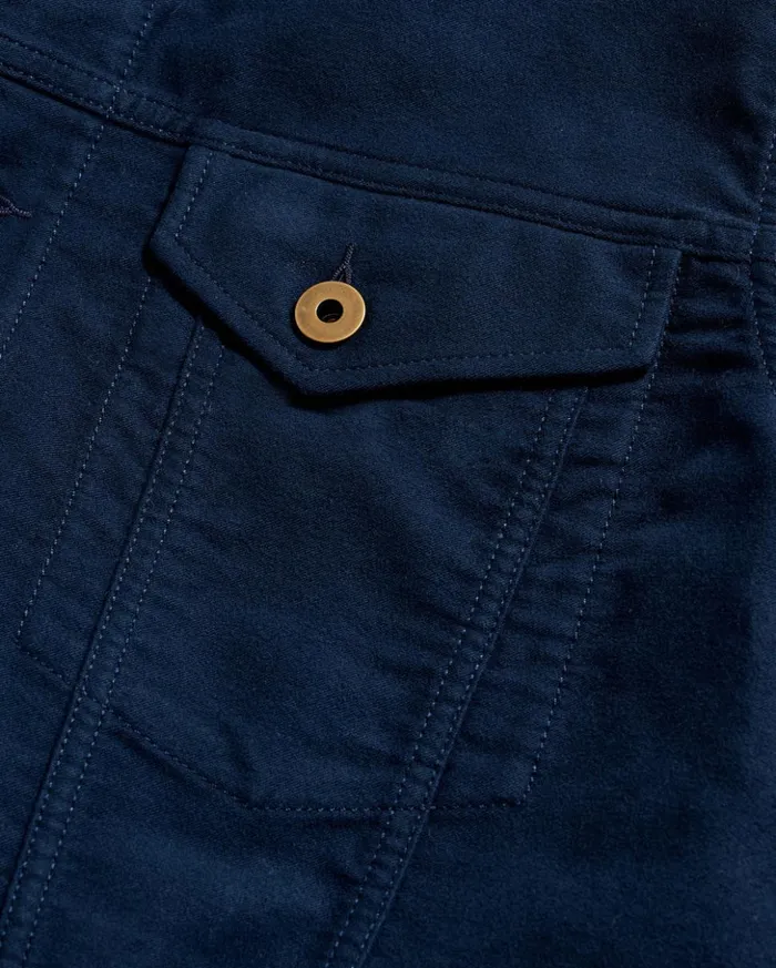 Jackets and Outerwear Men Billy Reid Moleskin Tupelo Trucker Jacket Carbon Blue