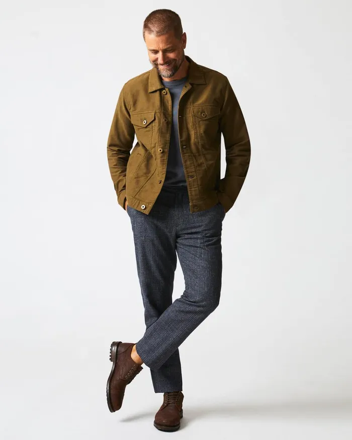 Jackets and Outerwear Men Billy Reid Moleskin Tupelo Trucker Jacket Olive