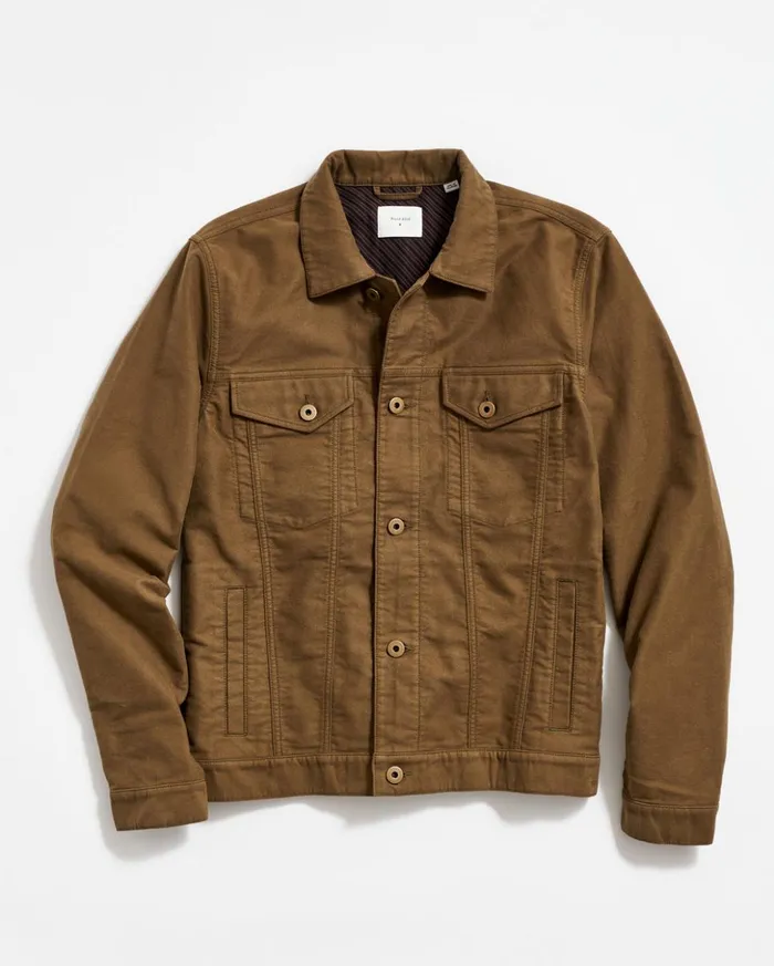Jackets and Outerwear Men Billy Reid Moleskin Tupelo Trucker Jacket Olive