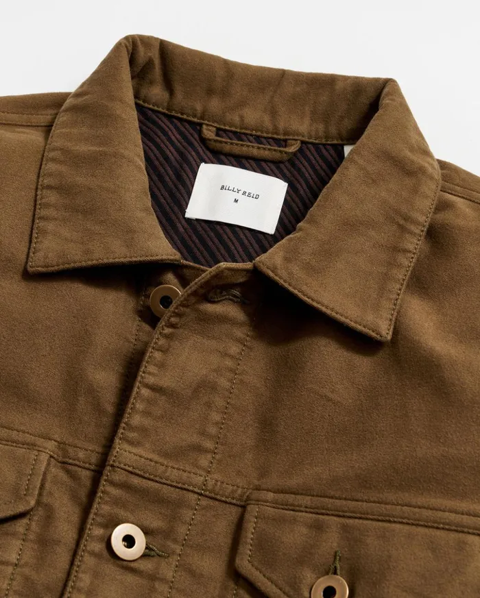 Jackets and Outerwear Men Billy Reid Moleskin Tupelo Trucker Jacket Olive