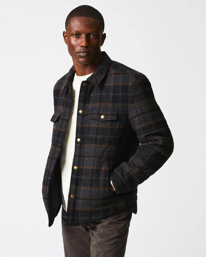 Jackets and Outerwear Men Billy Reid Theo Shirt Jacket Blackcharcoal