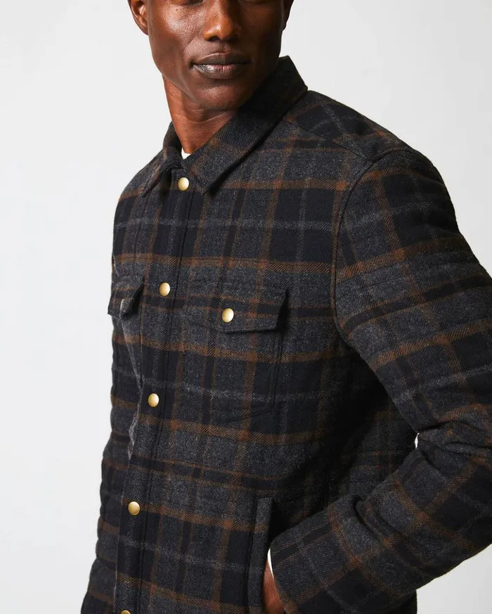 Jackets and Outerwear Men Billy Reid Theo Shirt Jacket Blackcharcoal