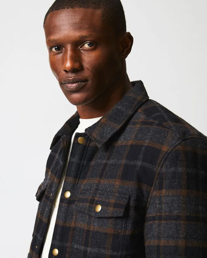 Jackets and Outerwear Men Billy Reid Theo Shirt Jacket Blackcharcoal