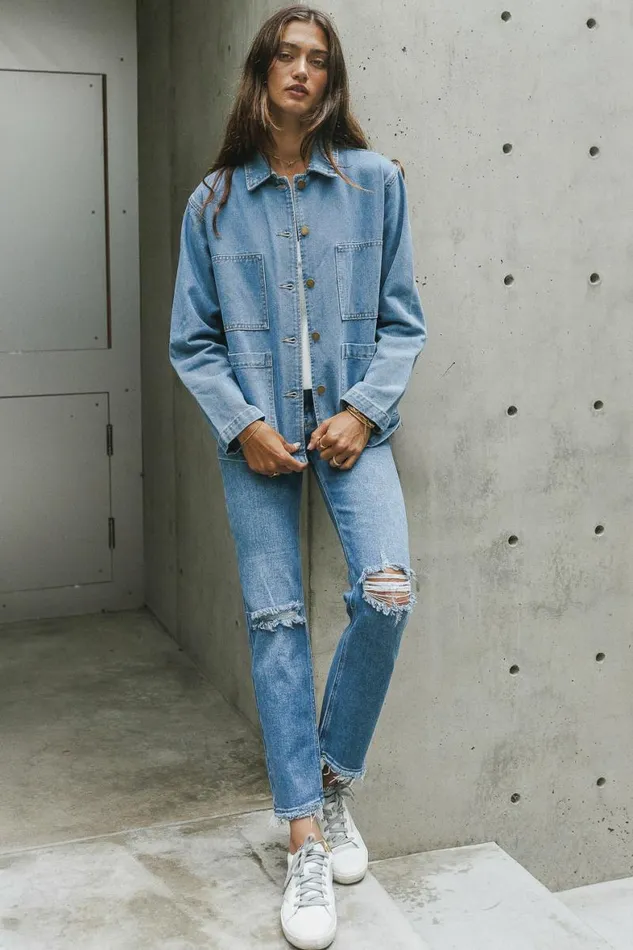 Jasmine Denim Jacket Medium Wash Women Bohme Outerwear