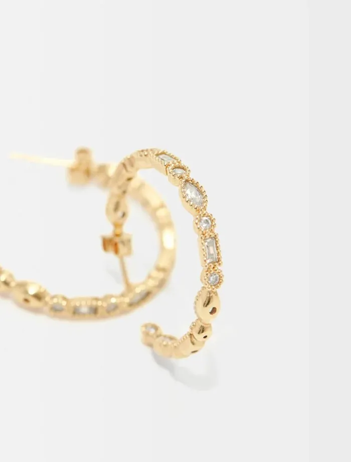 Jewelry Women Maje DiamantEmbellished Large Hoop Earrings Gold