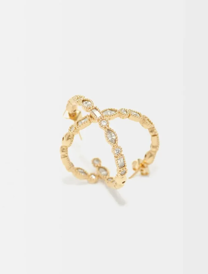 Jewelry Women Maje DiamantEmbellished Large Hoop Earrings Gold