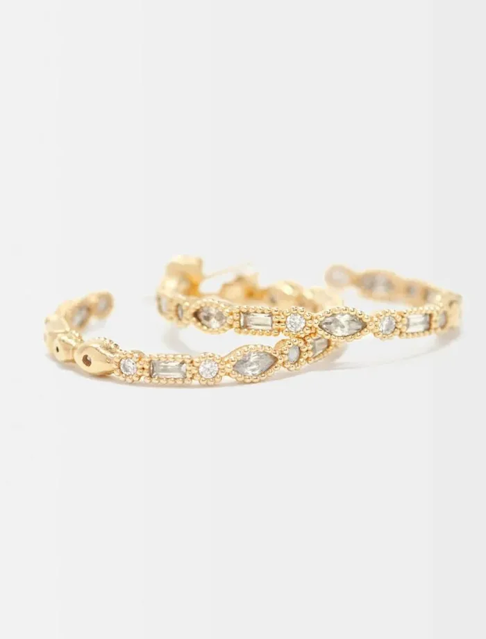 Jewelry Women Maje DiamantEmbellished Large Hoop Earrings Gold