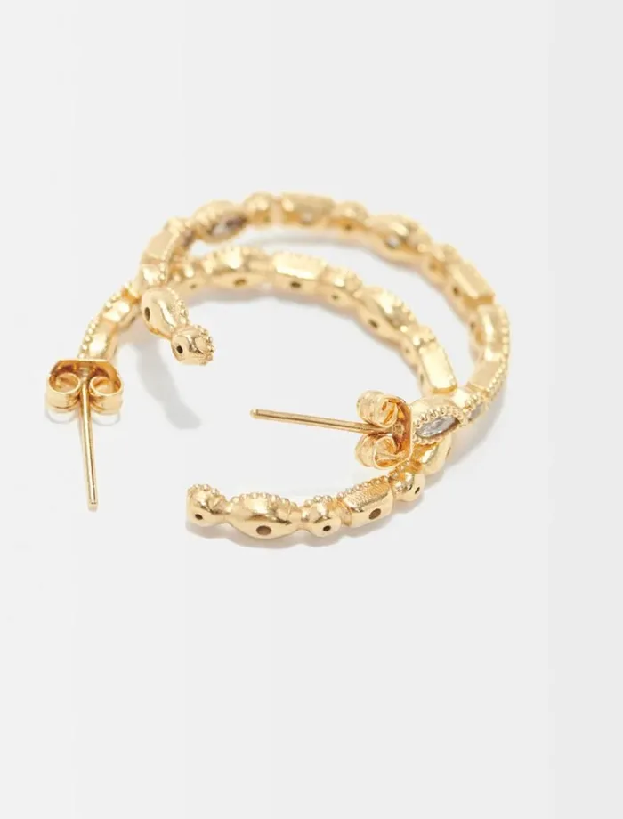 Jewelry Women Maje DiamantEmbellished Large Hoop Earrings Gold
