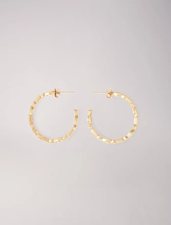 Jewelry Women Maje DiamantEmbellished Large Hoop Earrings Gold