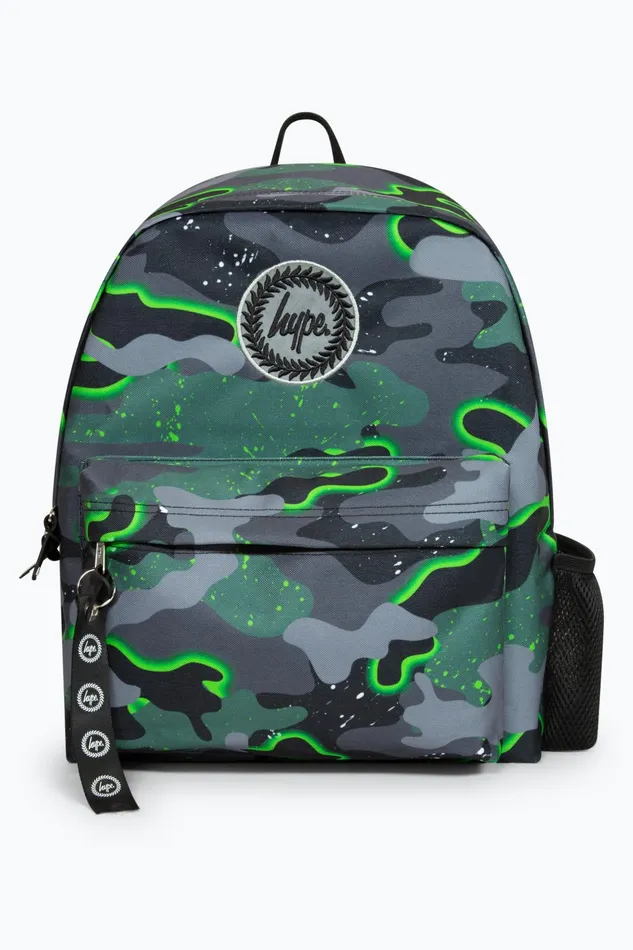 Just Hype Backpacks Hype Iconic Green Glow Camo Boys Backpack