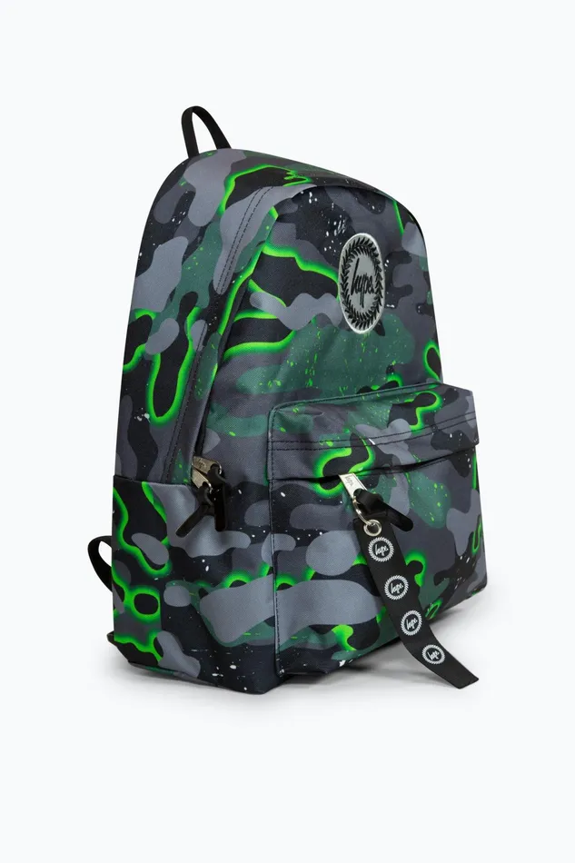 Just Hype Backpacks Hype Iconic Green Glow Camo Boys Backpack