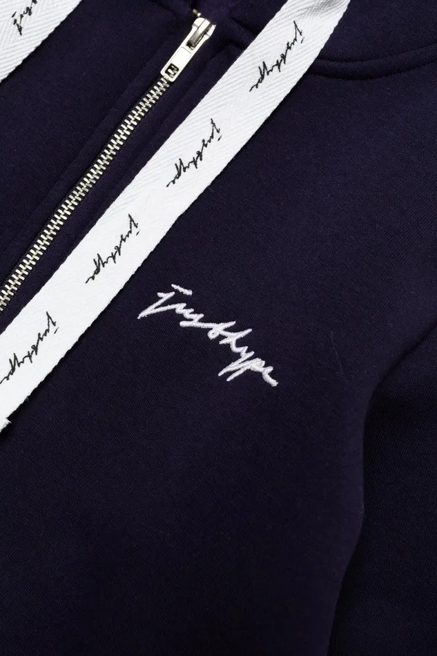 Just Hype Hoodies and Sweatshirts Hype Womens Navy Scribble Zip Hoodie