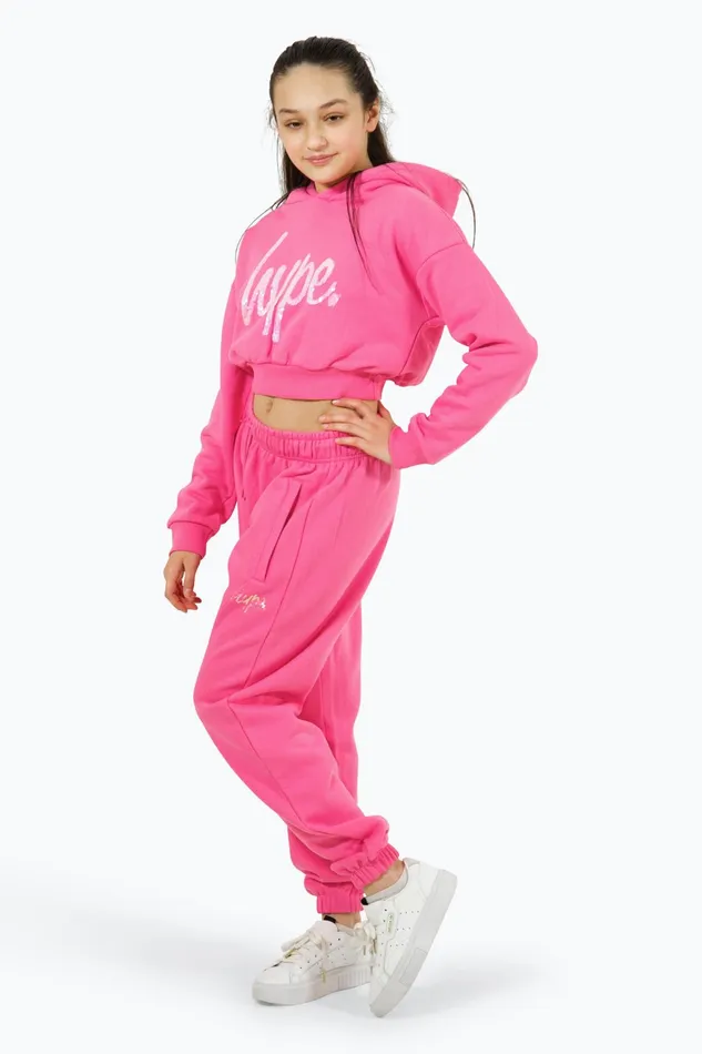 Just Hype Joggers Hype Girls Pink Script Joggers