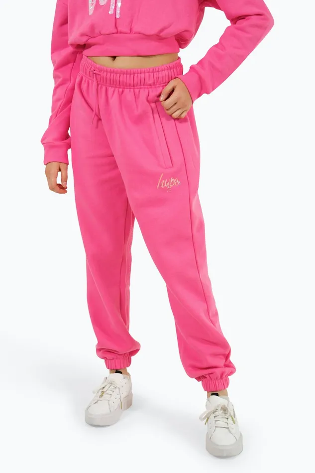 Just Hype Joggers Hype Girls Pink Script Joggers