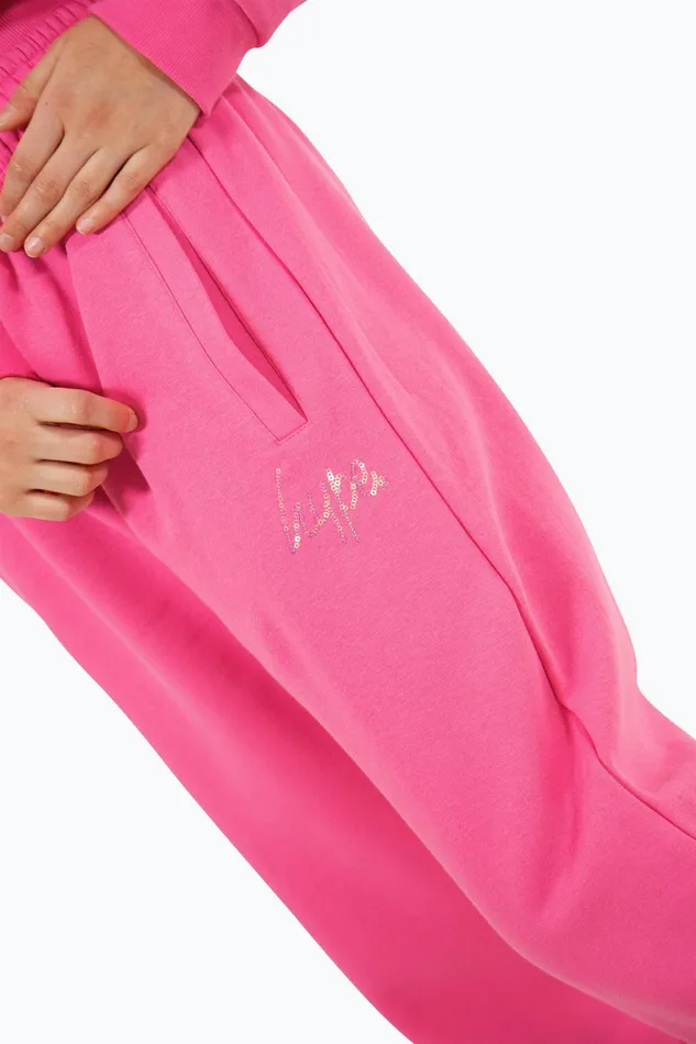 Just Hype Joggers Hype Girls Pink Script Joggers