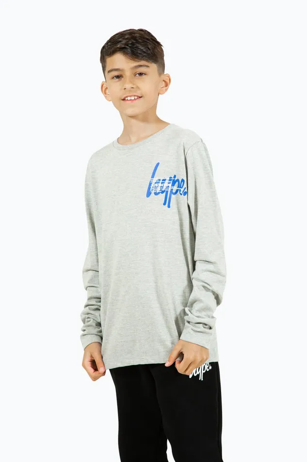 Just Hype TShirts and Vests Hype Boys Grey Marl Double Long Sleeve Tee