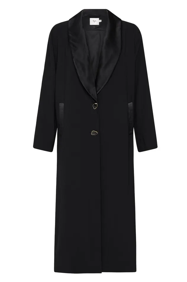 Kara Long Line Crepe Coat Black Women Aje Blazers Jackets 038 Coats