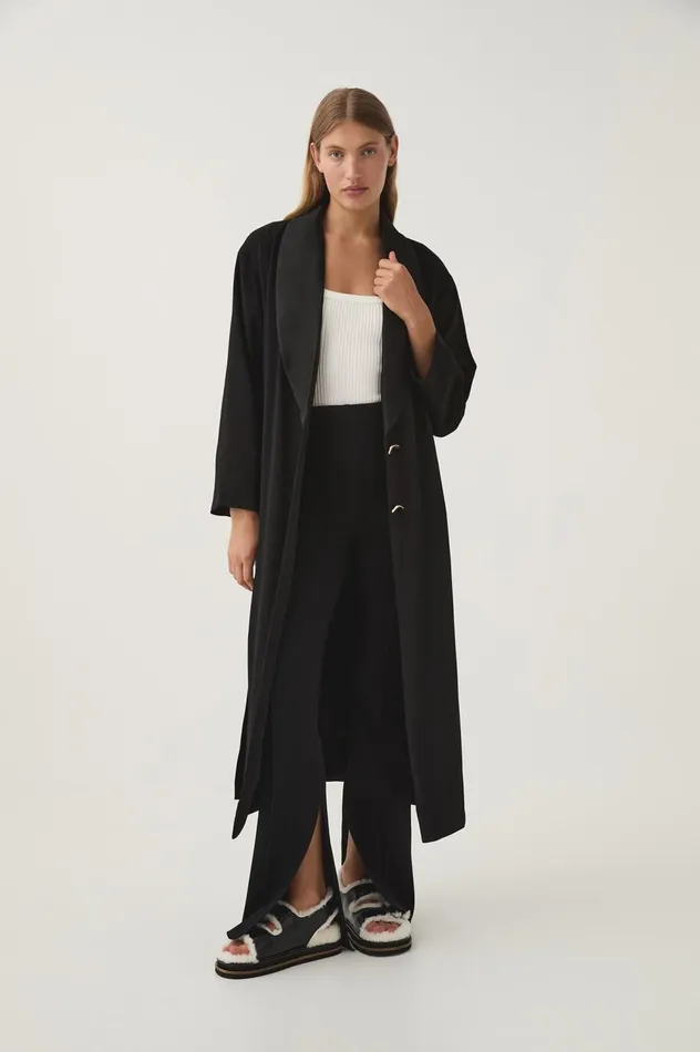 Kara Long Line Crepe Coat Black Women Aje Blazers Jackets 038 Coats