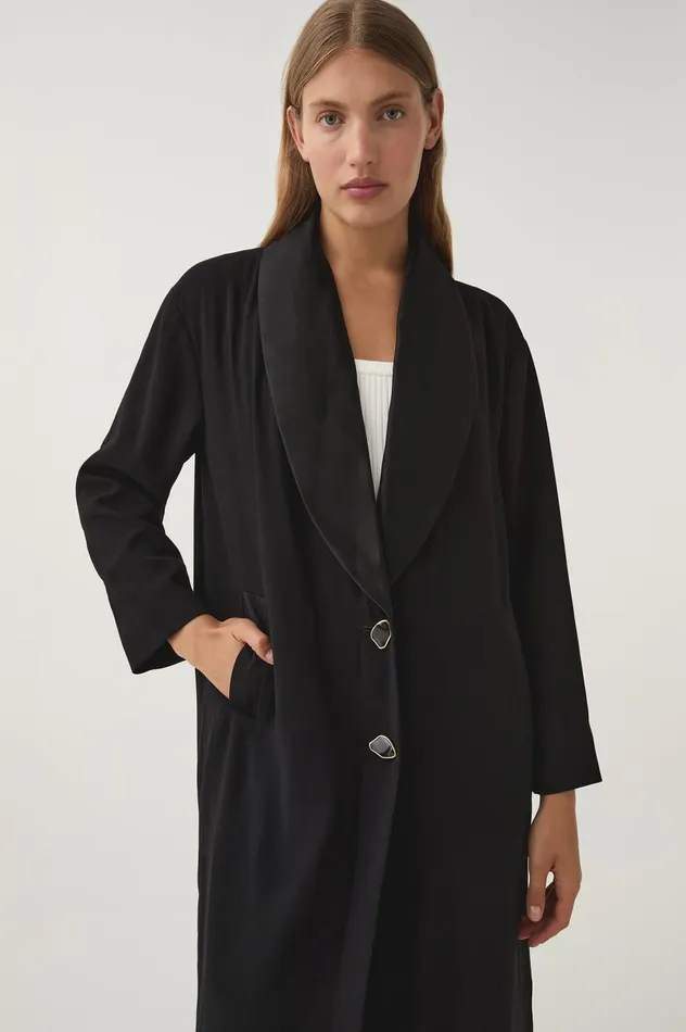 Kara Long Line Crepe Coat Black Women Aje Blazers Jackets 038 Coats