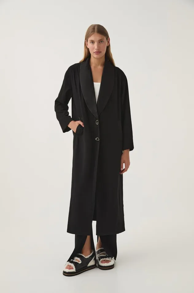 Kara Long Line Crepe Coat Black Women Aje Blazers Jackets 038 Coats