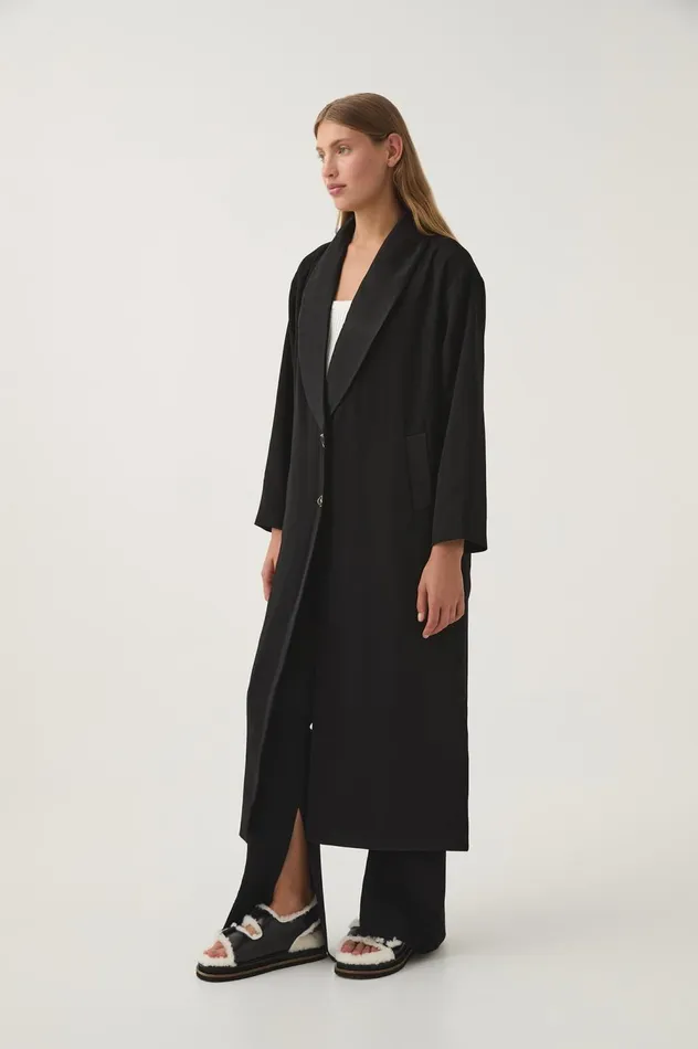 Kara Long Line Crepe Coat Black Women Aje Blazers Jackets 038 Coats