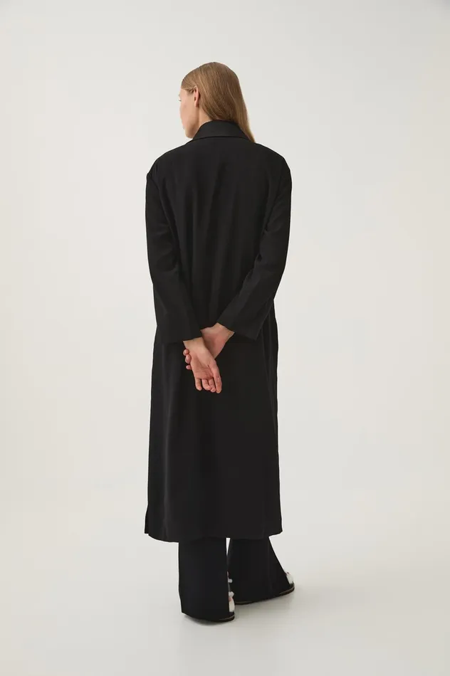 Kara Long Line Crepe Coat Black Women Aje Blazers Jackets 038 Coats