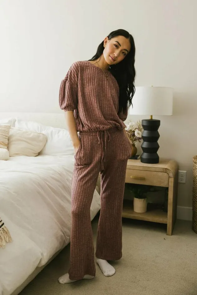 Keiko Ribbed Pants In Mauve Mauve Women Bohme Sets