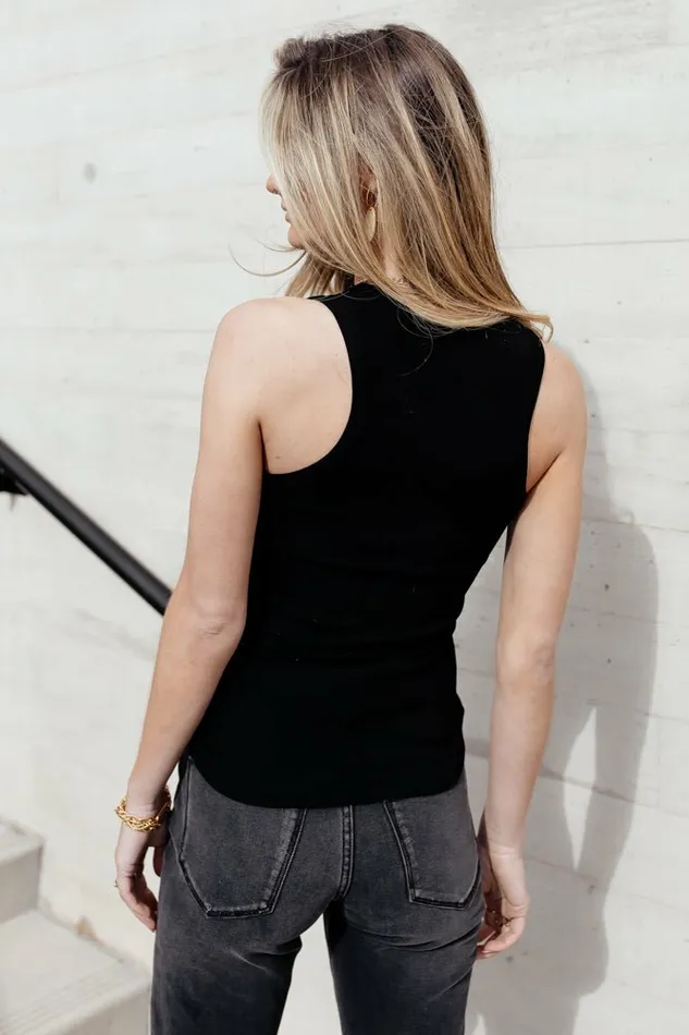 Kendall Tank In Black Black Women Bohme Tees and Tanks
