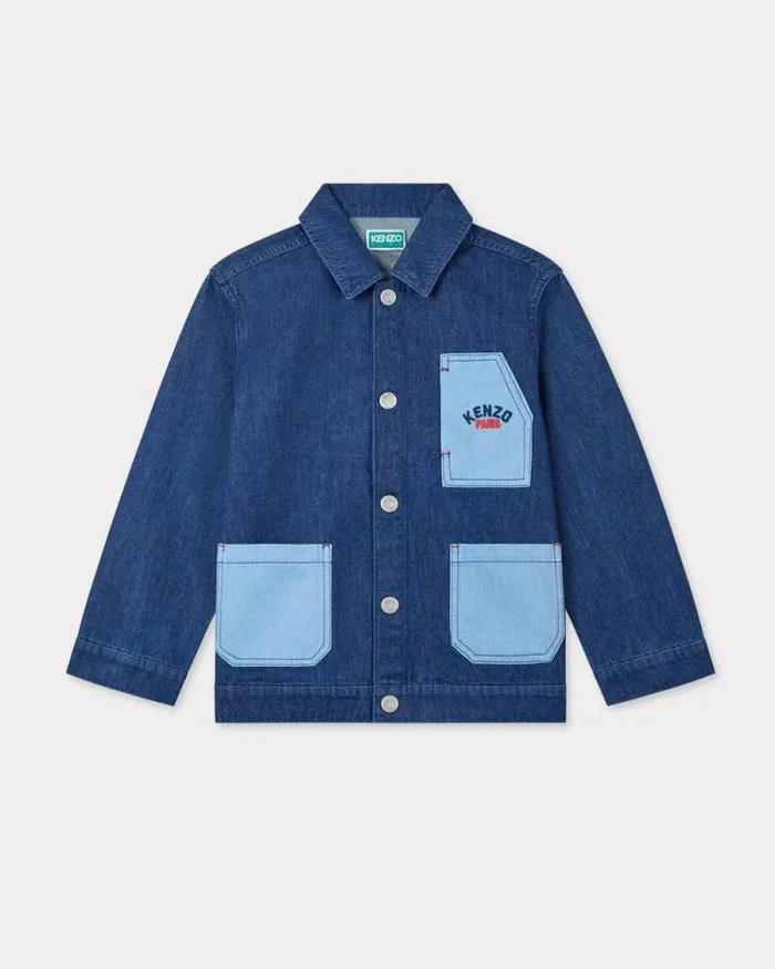 Kids 039East West039 Embroidered Cotton Jacket Navy Blue Kenzo Jackets And Coats