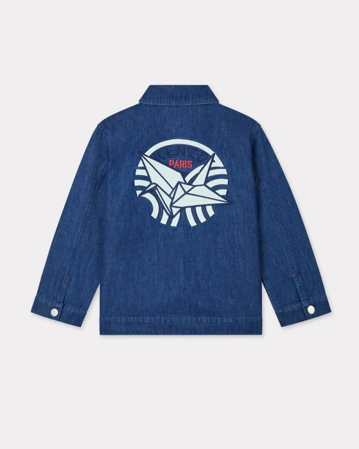 Kids 039East West039 Embroidered Cotton Jacket Navy Blue Kenzo Jackets And Coats