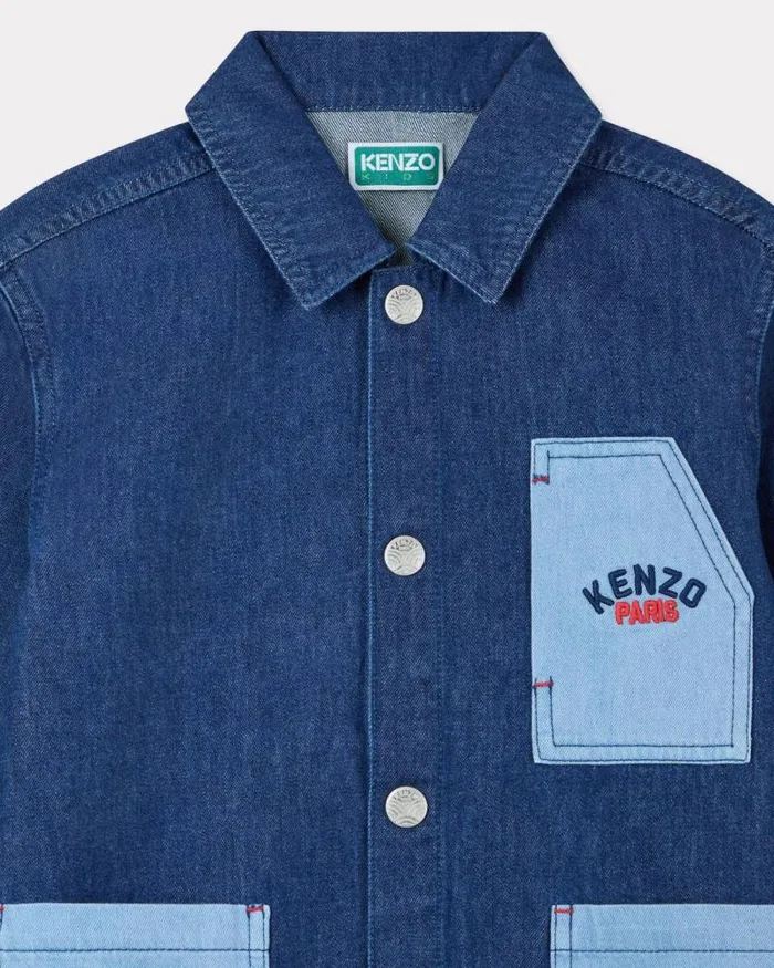 Kids 039East West039 Embroidered Cotton Jacket Navy Blue Kenzo Jackets And Coats
