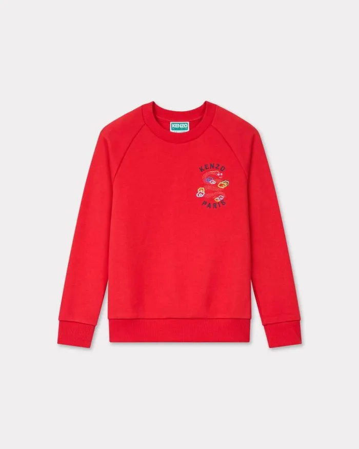 Kids 039Lunar New Year039 Embroidered Sweatshirt In Cotton Deep Orange Kenzo Tshirts And Sweatshirts
