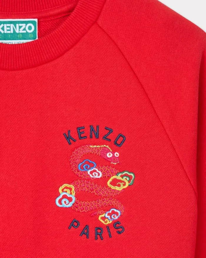 Kids 039Lunar New Year039 Embroidered Sweatshirt In Cotton Deep Orange Kenzo Tshirts And Sweatshirts