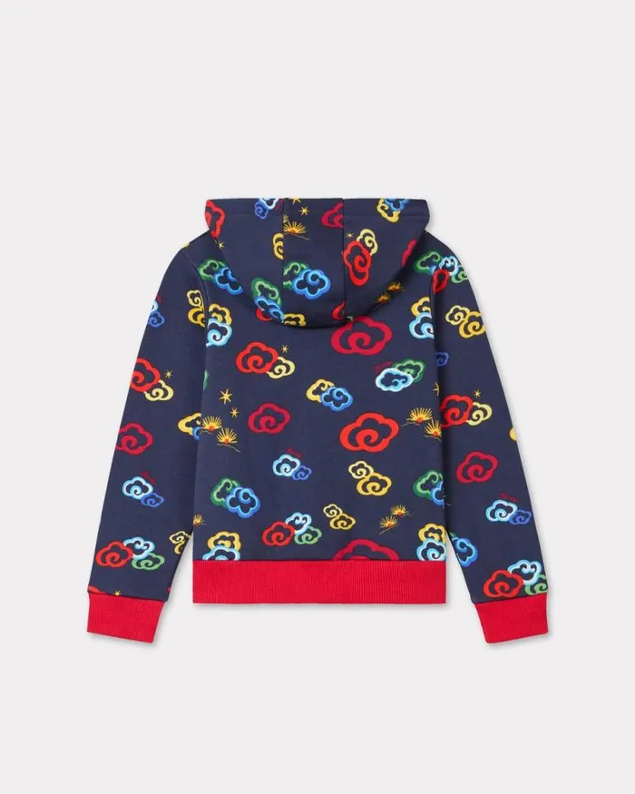 Kids 039Lunar New Year039 Hoodie In Cotton Navy Blue Kenzo Tshirts And Sweatshirts