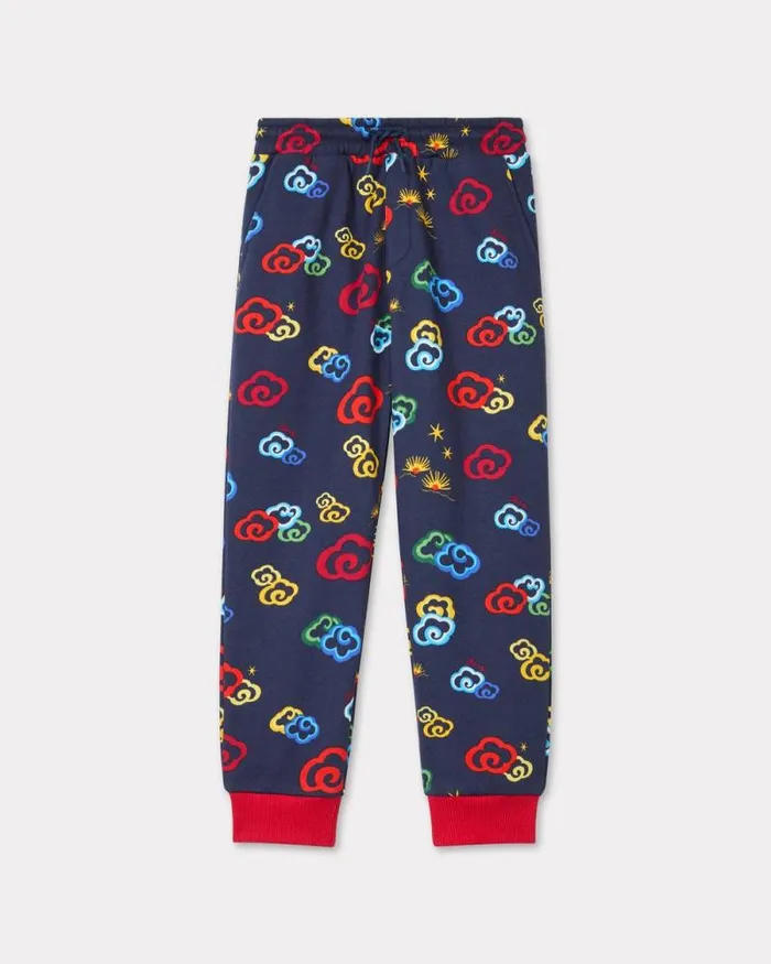 Kids 039Lunar New Year039 Jogging Trousers In Cotton Navy Blue Kenzo Pants And Shorts