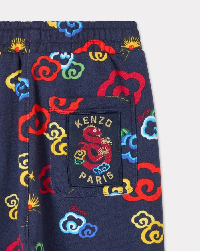 Kids 039Lunar New Year039 Jogging Trousers In Cotton Navy Blue Kenzo Pants And Shorts