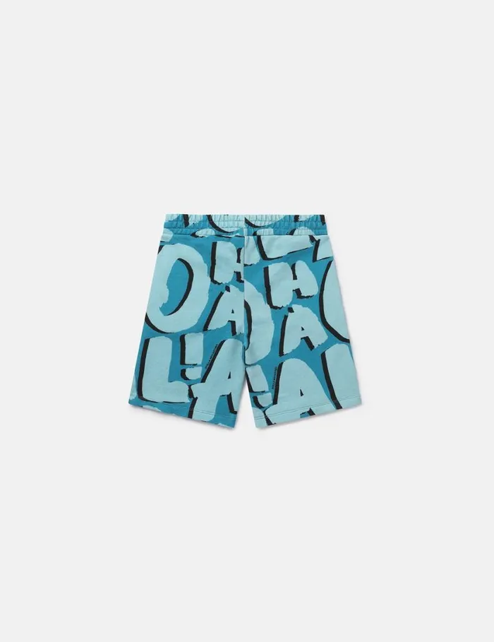 Kids Aloha Lettering Jersey Shorts Bright Blue Stella McCartney Pants and Shorts