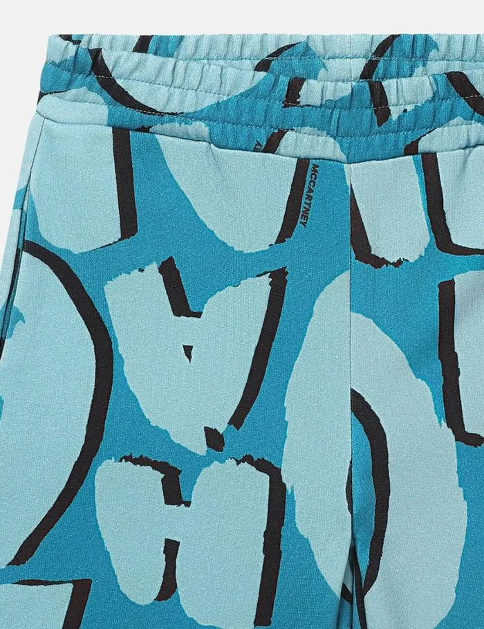 Kids Aloha Lettering Jersey Shorts Bright Blue Stella McCartney Pants and Shorts