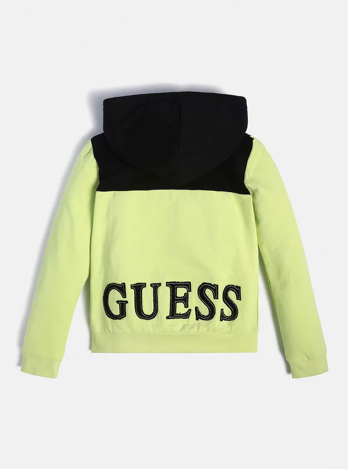 Kids Big Boy GUESS Black Yellow Logo Hooded Jacket 716 Kids Big Boy GUESS Black Yellow Logo Hooded Jacket 716