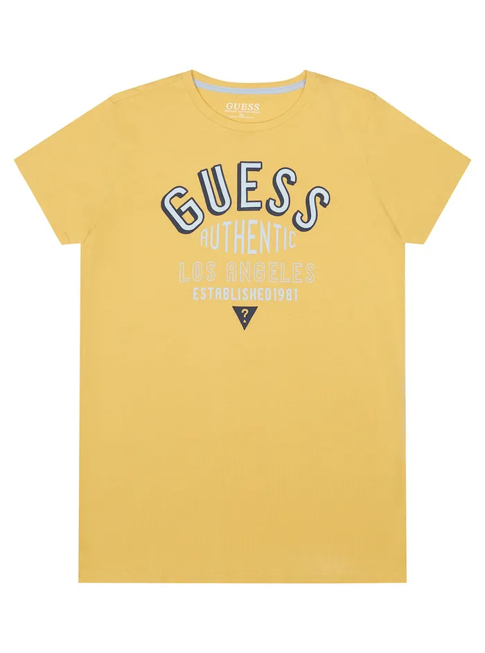Kids Big Boy GUESS Washed Yellow Logo Tshirt 716