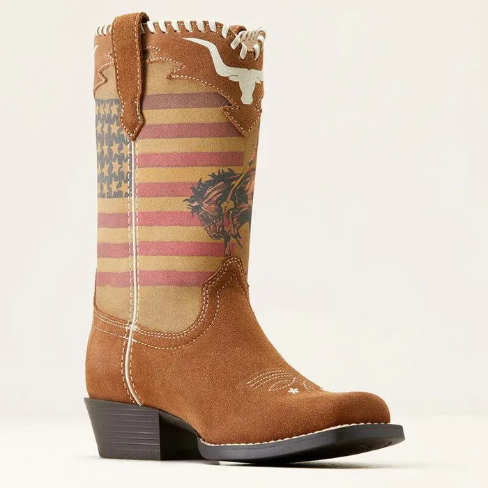 Kids Big Kids039 Footwear Ariat Futurity Rodeo Quincy Western Boot Chestnut Suedeamerican Cowboy