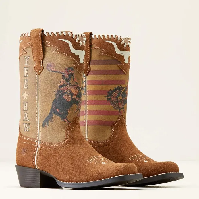 Kids Big Kids039 Footwear Ariat Futurity Rodeo Quincy Western Boot Chestnut Suedeamerican Cowboy