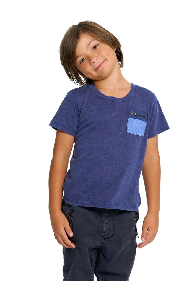 Kids Boys Chaser Brand Boys Gauze Jersey Zip Pocket Short Sleeve Tee 8211 DO NOT SELL