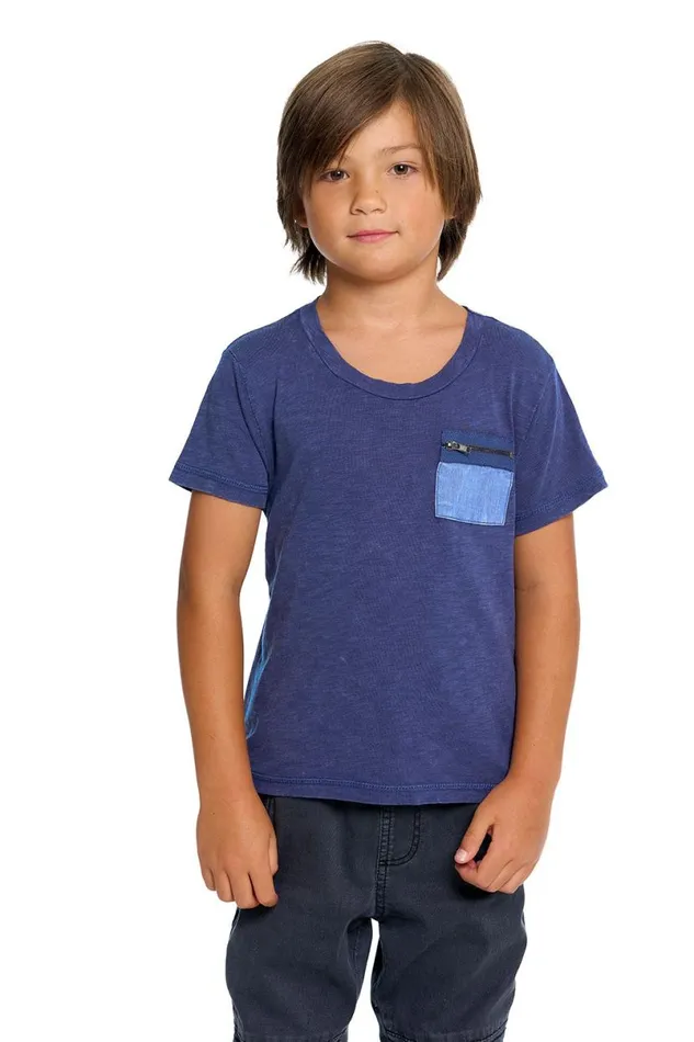 Kids Boys Chaser Brand Boys Gauze Jersey Zip Pocket Short Sleeve Tee 8211 DO NOT SELL