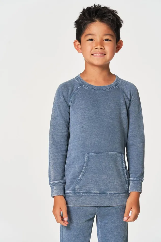 Kids Boys Chaser Brand Boys Linen French Terry Long Sleeve Kanga Pocket Pullover